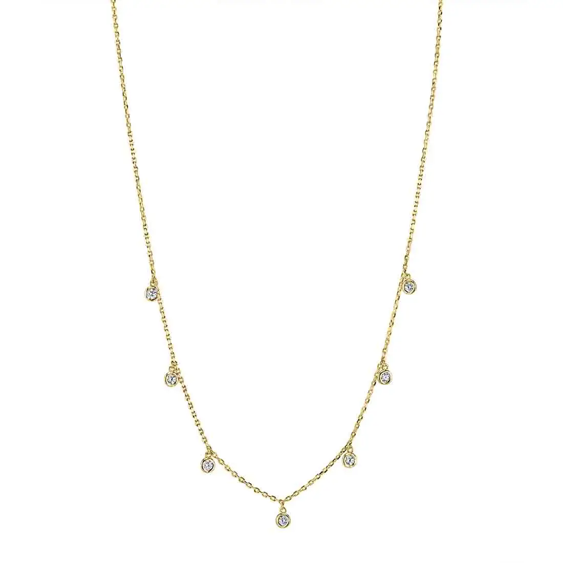 Color Merchants 14K Yellow Gold 0.55 Diamond By The Yard Necklace with 18