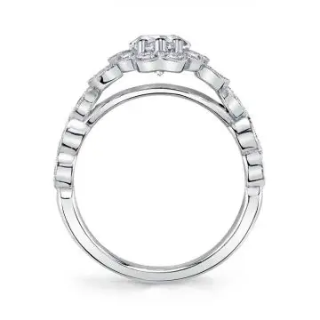 White Gold Flower Engagement Ring - Jori