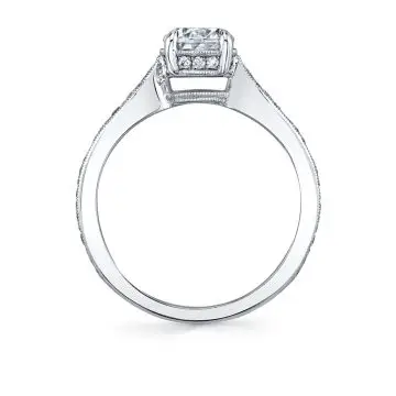 White Gold Flower Engagement Ring - Olive