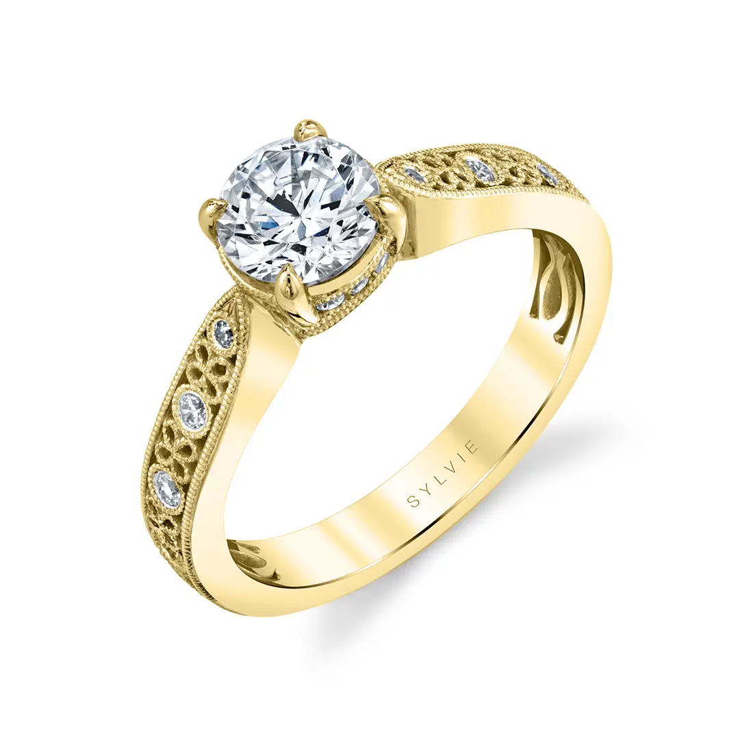 Flower Engagement Ring - Olive