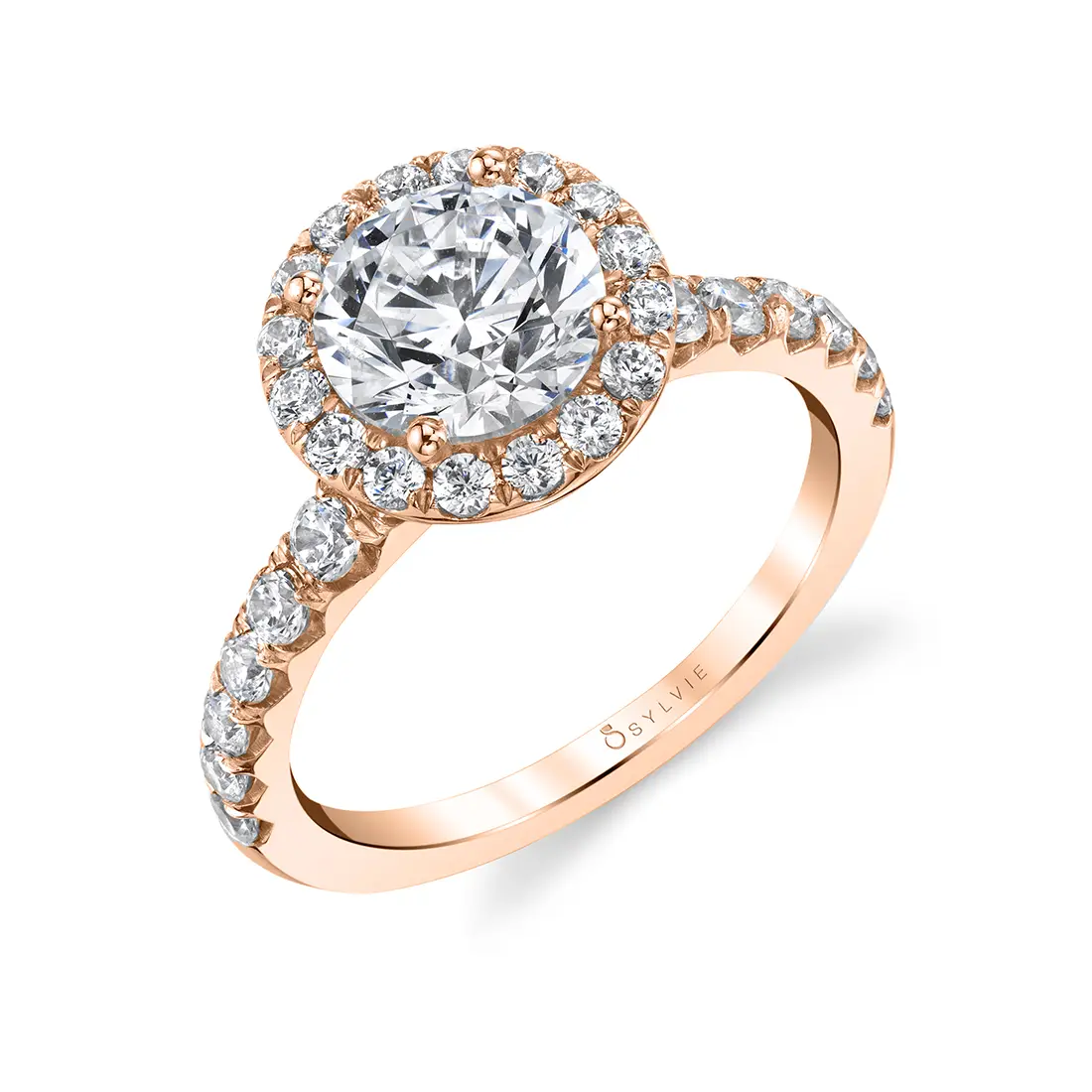 Round Cut Halo Engagement Ring - Sasha