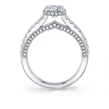 White Gold Round Cut Hidden Halo Engagement Ring - Marianna