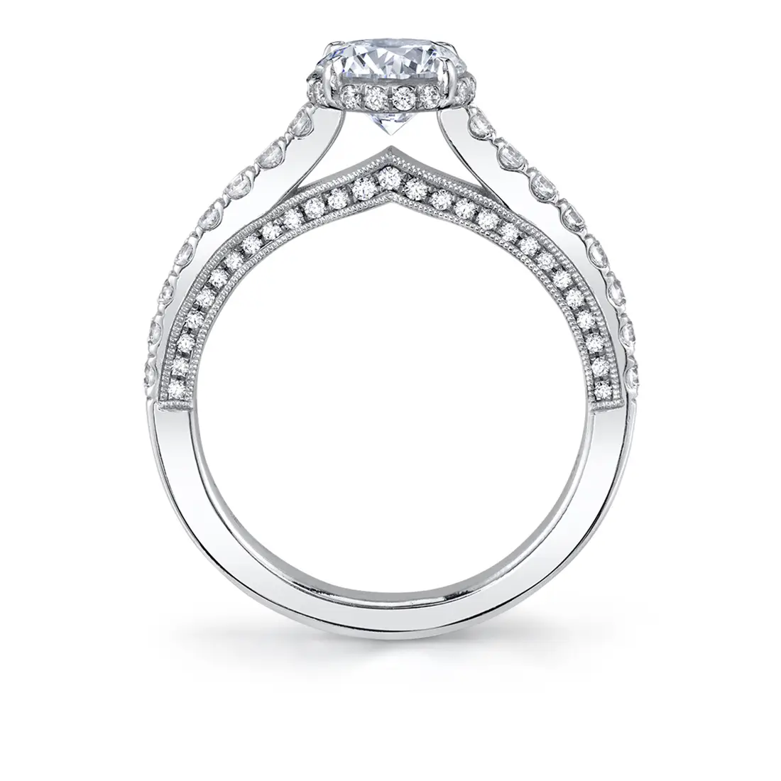 Round Cut Hidden Halo Engagement Ring - Marianna