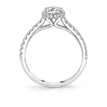 White Gold Oval Cut Classic Hidden Halo Engagement Ring - Harmonie