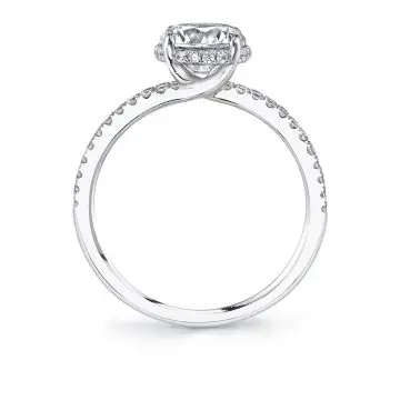 White Gold Round Cut Hidden Halo Engagement Ring With Split Shank - Halle