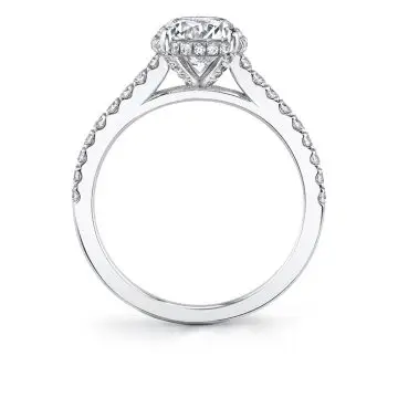 White Gold Round Cut Hidden Halo Engagement Ring - Vienna