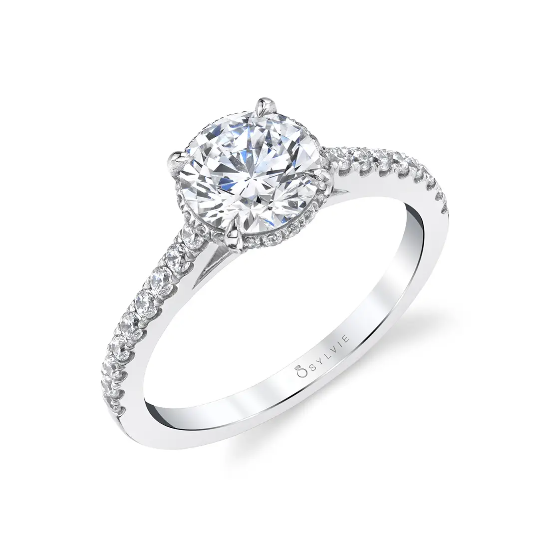 Round Cut Hidden Halo Engagement Ring - Vienna