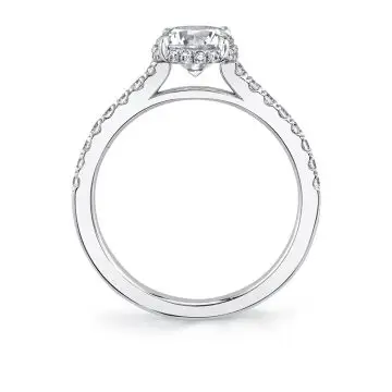 White Gold Oval Cut Classic Hidden Halo Engagement Ring - Anastasia