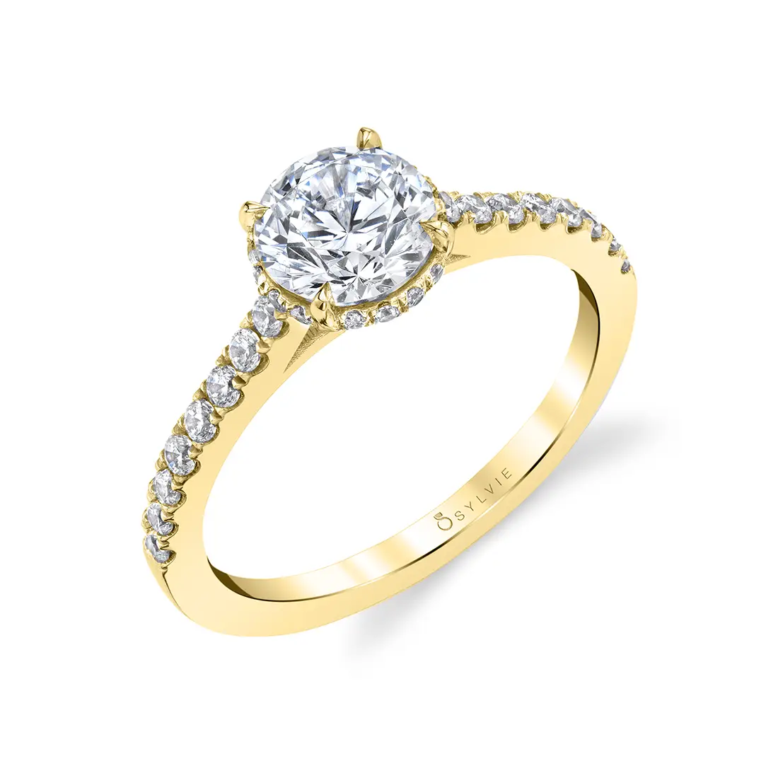 Yellow Gold Hidden Halo Ring - Anastasia