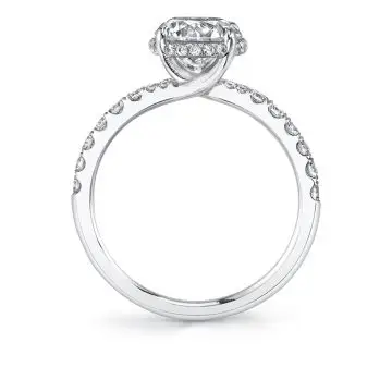 White Gold Round Cut Engagement Hidden Halo Ring - Xenia