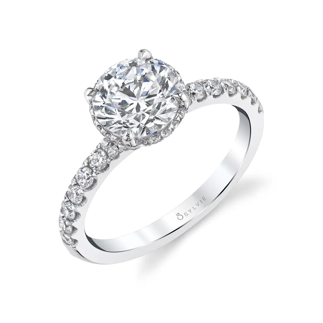 Round Cut Engagement Hidden Halo Ring - Xenia