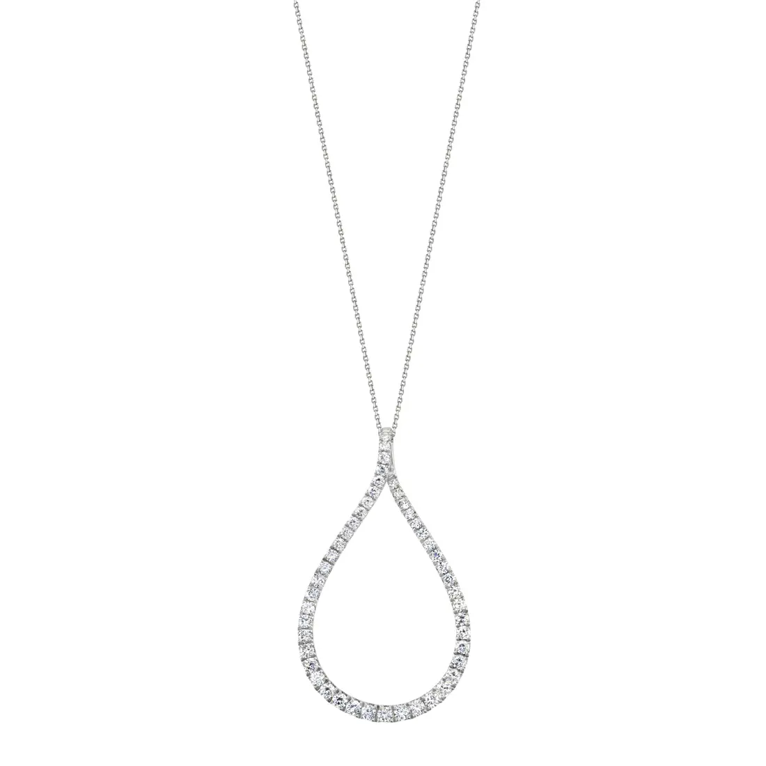 White Gold Diamond Hoop Necklace - .50 Carats