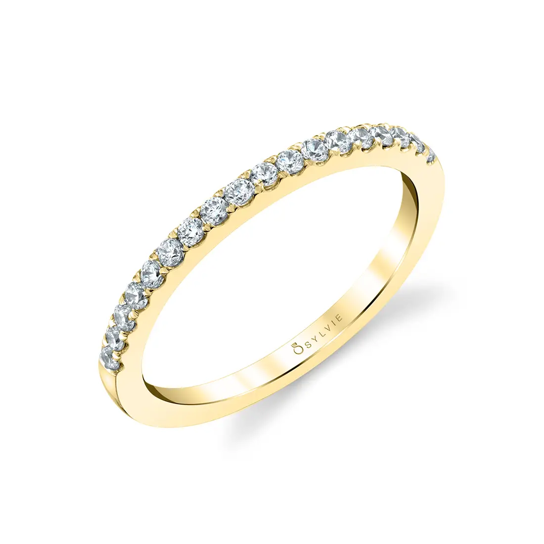 Pave Wedding Band in Yellow Gold