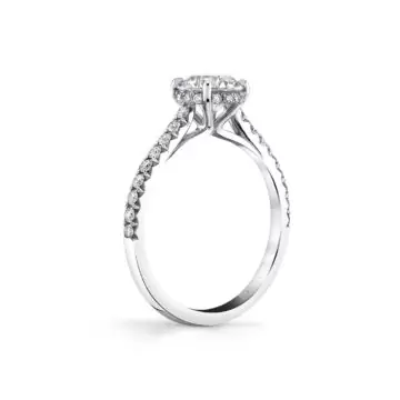 White Gold Round Cut Classic Hidden Halo Engagement Ring - Harmonie