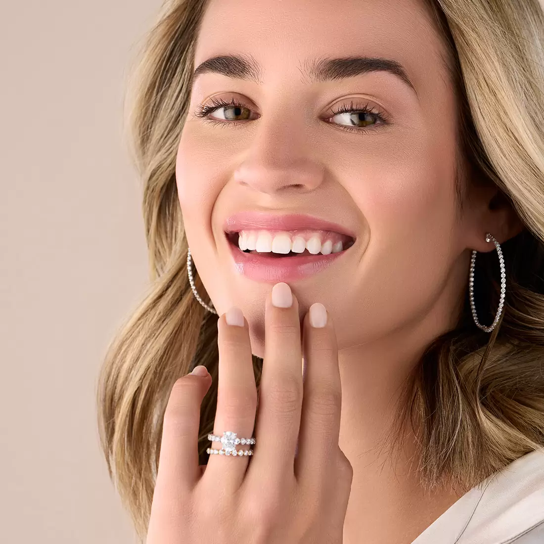 White Gold Oval Cut Single Prong Engagement Ring - Karol - Lifestyle Image