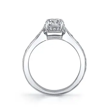 White Gold Antique Style Engagement Ring Setting - Vondelle