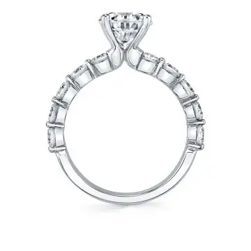 White Gold Round Cut Single Prong Engagement Ring 0.9 CT - Karol