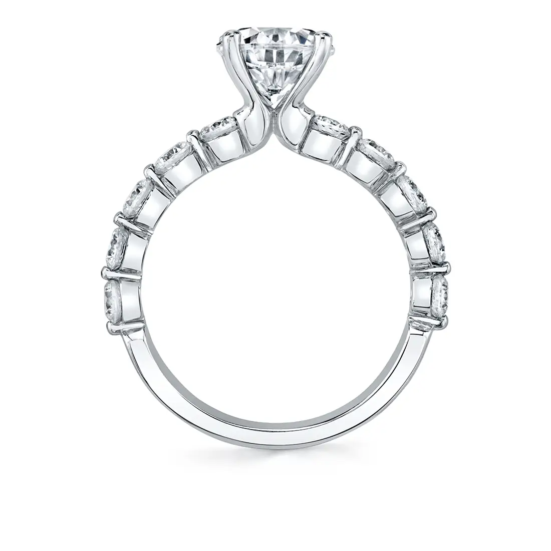 White Gold Round Cut Single Prong Engagement Ring 0.9 CT - Karol