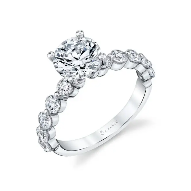 Profile Image of a Single Prong Engagement Ring in White Gold - Karol