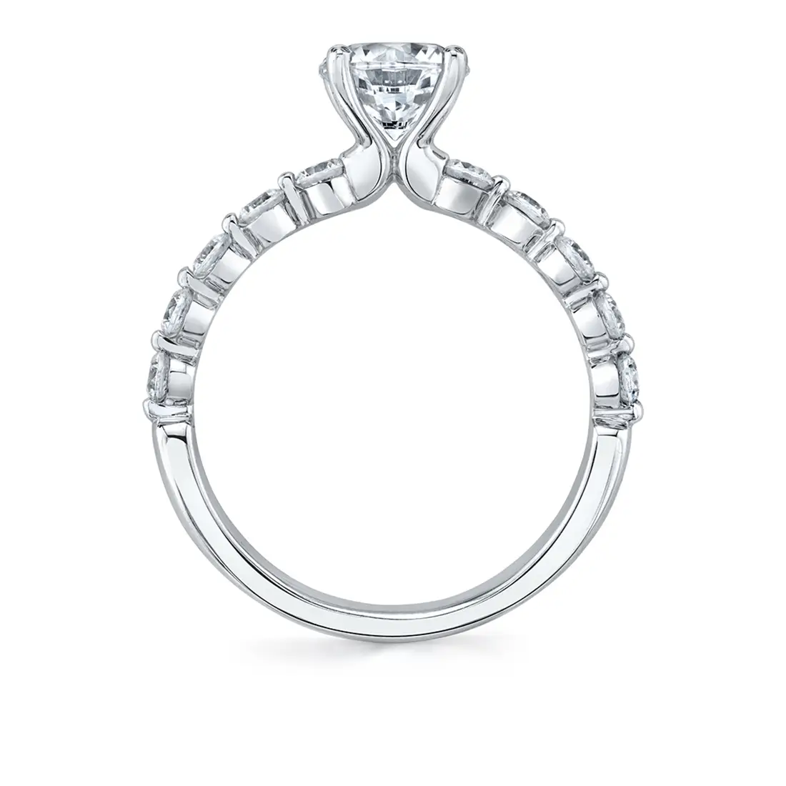 Profile Image of a Single Prong Engagement Ring in white gold 