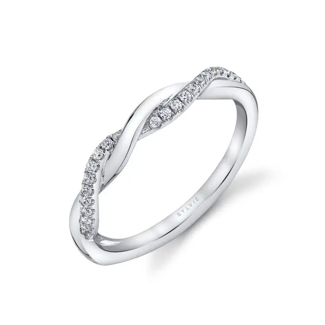 3 Stone Engagement Ring with Spiral Band - Evangeline 