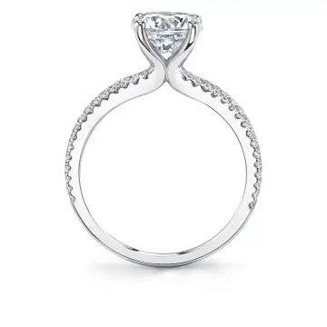 White Gold Round Cut Split Band Engagement Ring - Amalia