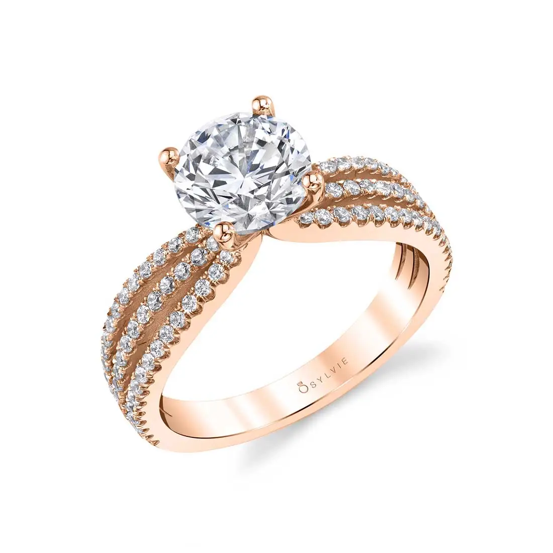 Round Cut Split Band Engagement Ring - Amalia