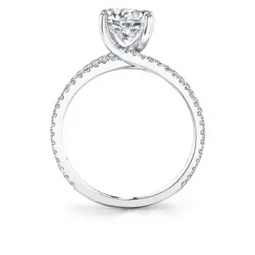 White Gold Round Cut Split Band Engagement Ring - Guiliana