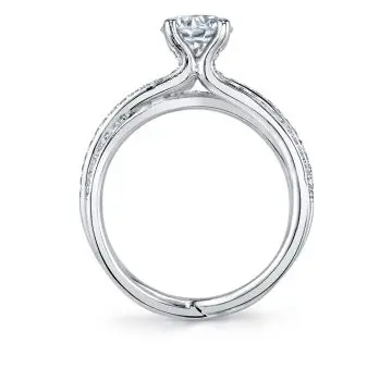 White Gold Round Cut Split Band Engagement Ring - Aleene