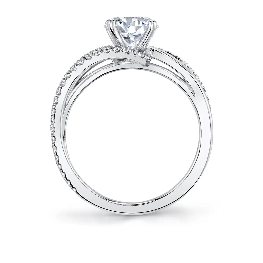 White Gold Split Band Engagement Ring - Flavia