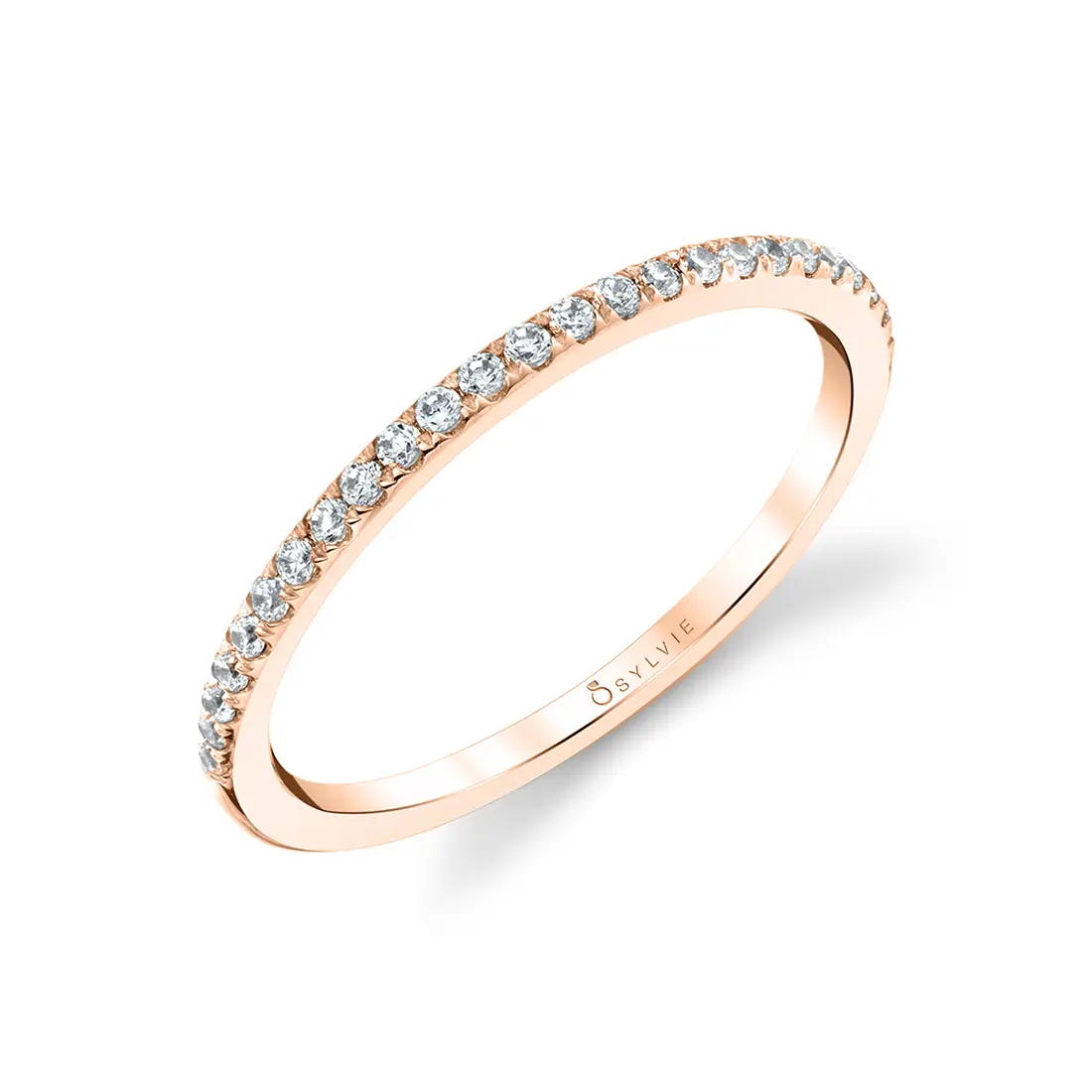 White Gold Round Cut Thin Diamond Band - Halle