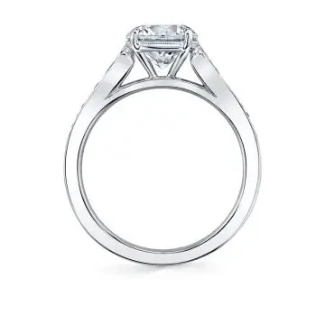 White Gold Round Cut Unique Engagement Ring - Esmeralda