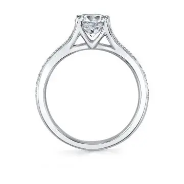 White Gold Round Cut Unique Engagement Ring - Cherish
