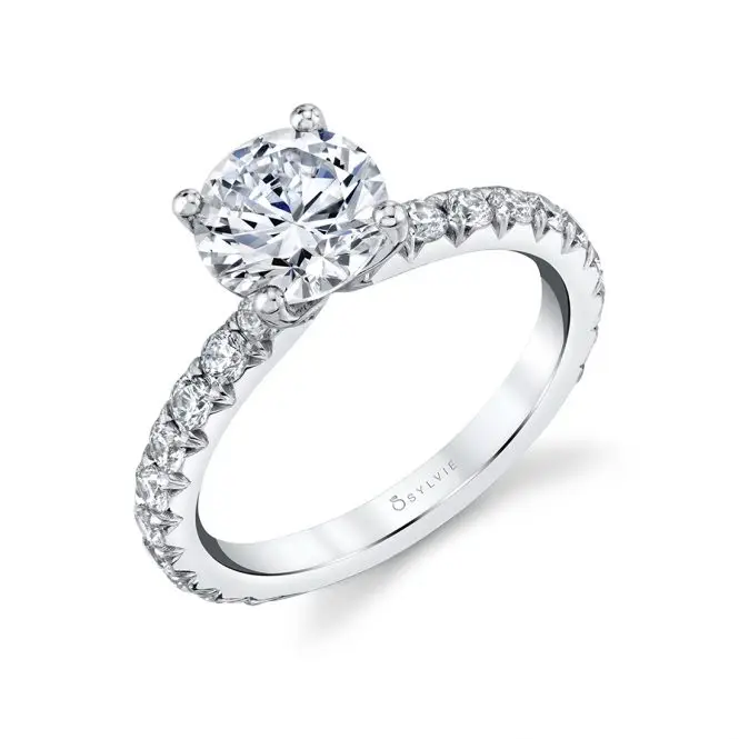 Side view image of a Engagement ring with wide band