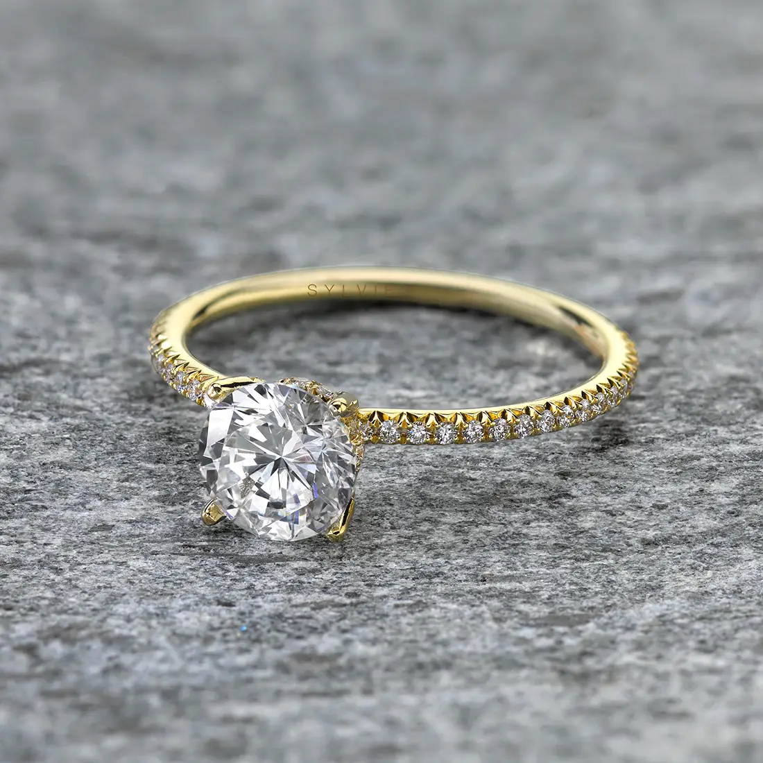 White Gold Classic Pave Engagement Ring - Erseline