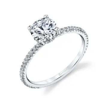 White Gold Classic Pave Engagement Ring - Erseline