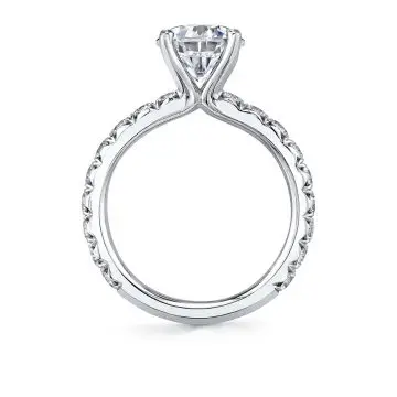White Gold Round Cut Classic Wide Band Engagement Ring - Marlise