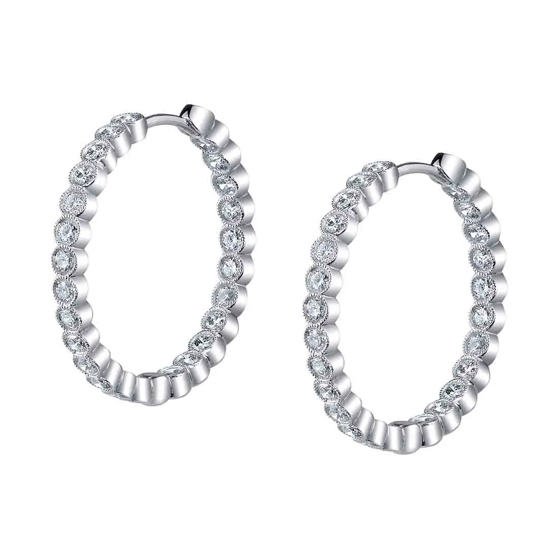 White Gold Diamond Hoop Earrings