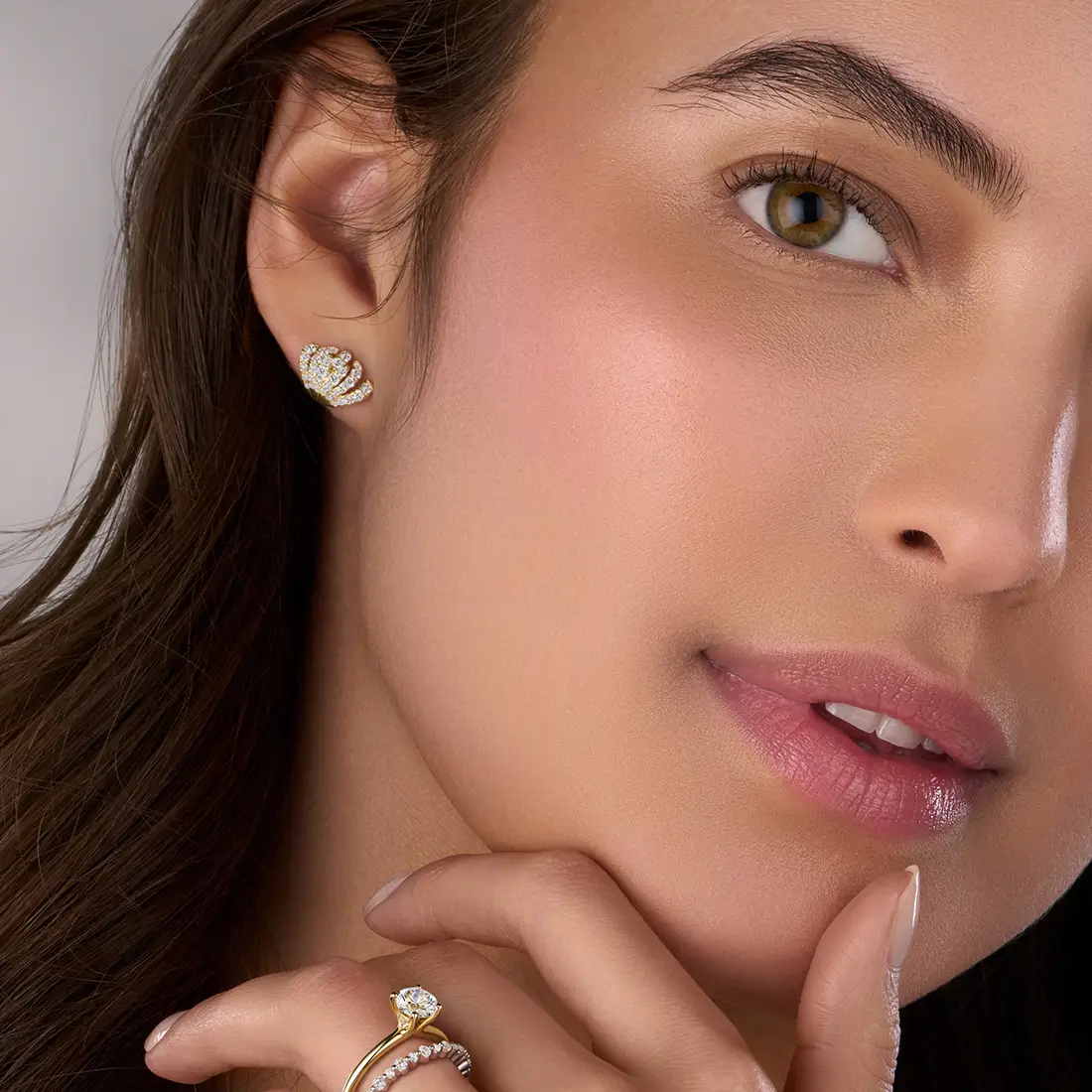 White Gold Diamond Cuff Earrings - Lifestyle Image - Lifestyle Image