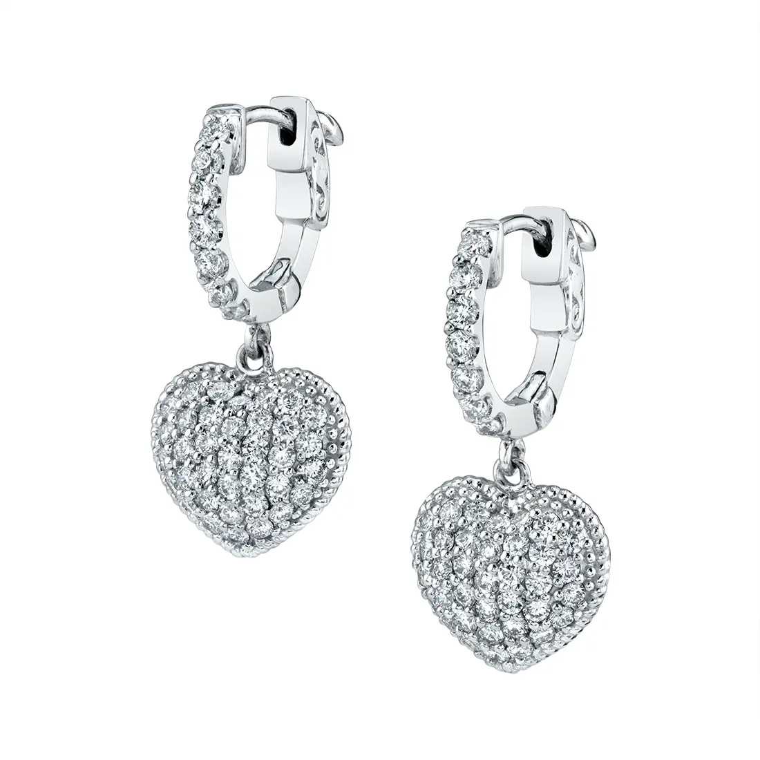Heart shaped diamond hoop earrings deals