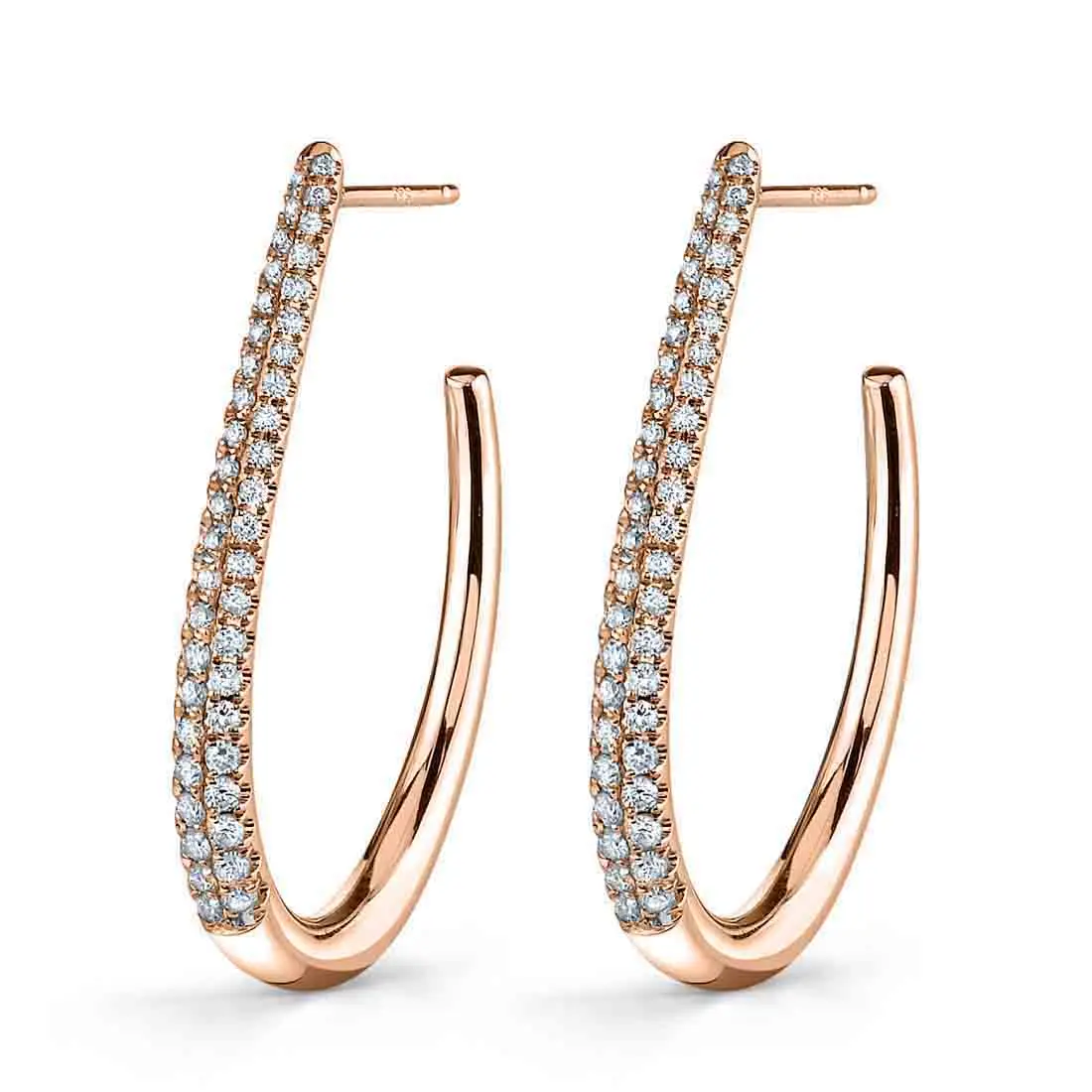 Pave Diamond Hoop Earrings-0050lvie