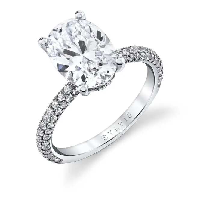 Oval Cut White Gold Classic Pave Engagement Ring - Jayla
