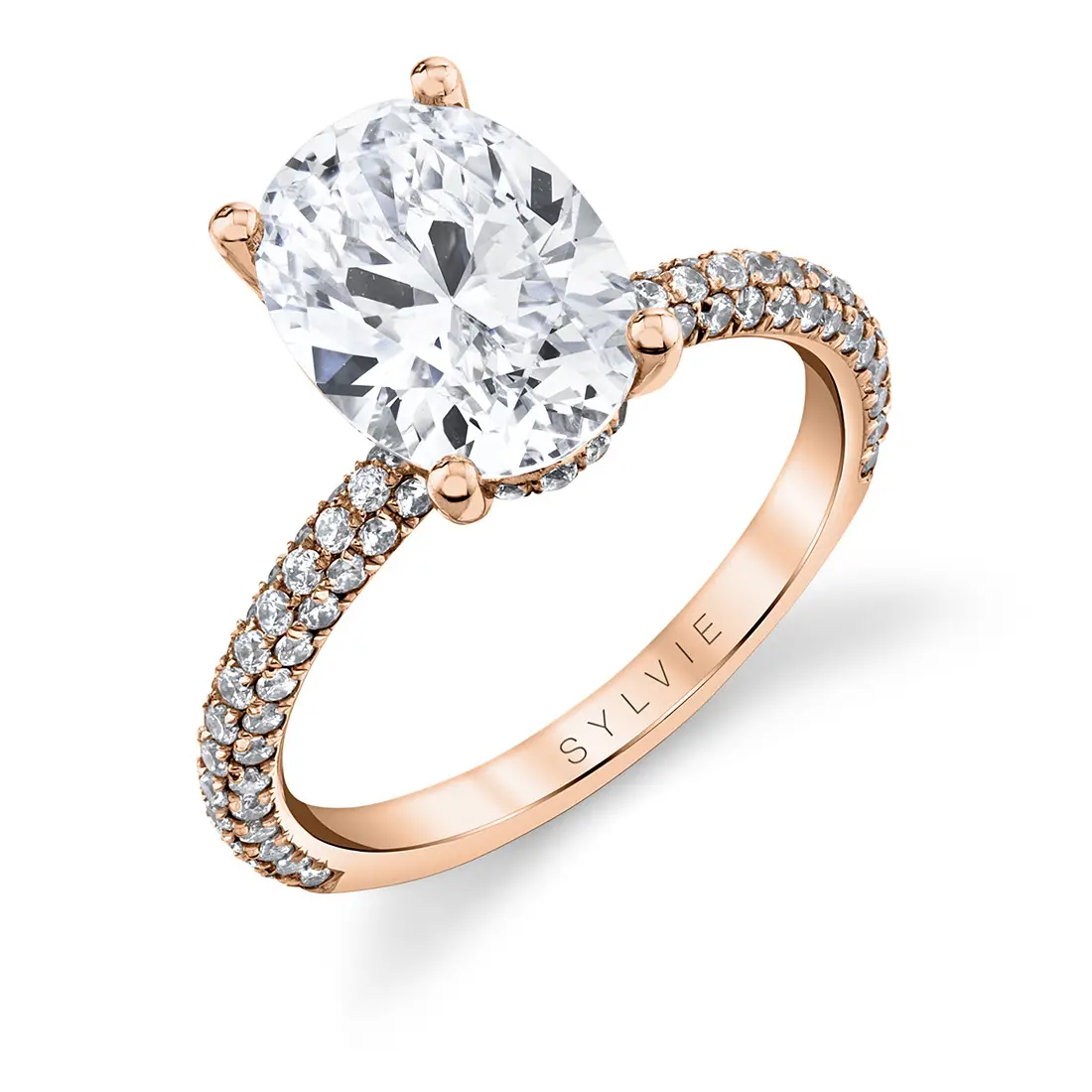 White Gold Oval Cut Classic Pave Engagement Ring - Jayla