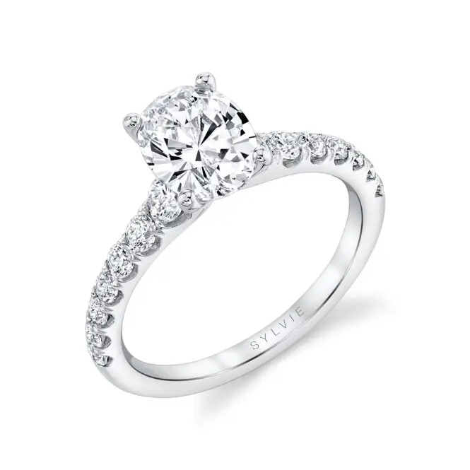 Oval Cut Classic White Gold Engagement Ring - Veronique
