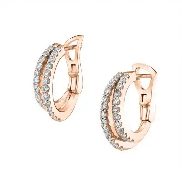 White Gold Unique Diamond Huggie Earrings