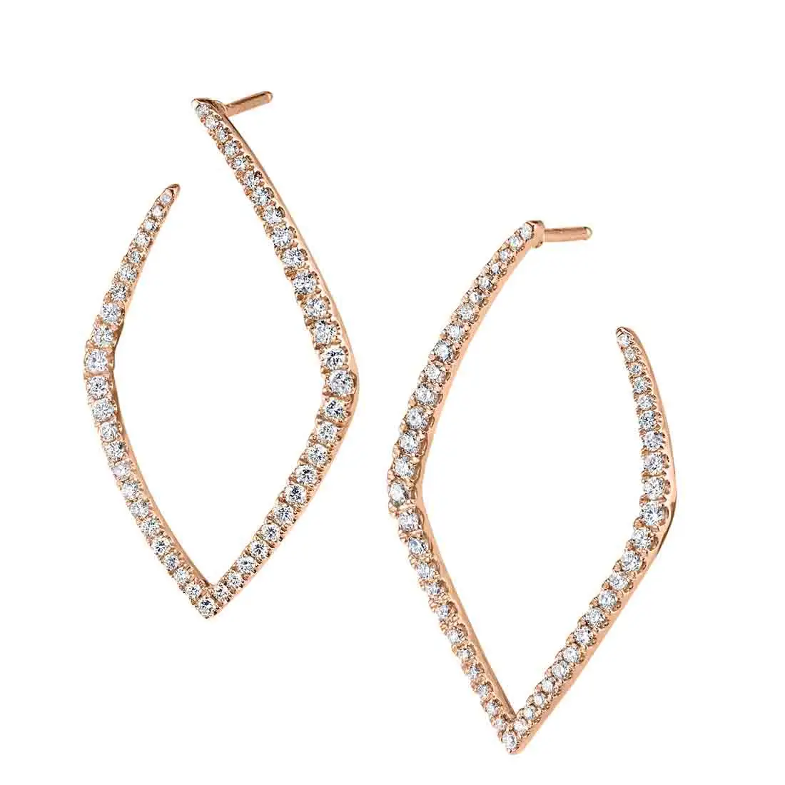 White Gold Diamond Hoop Earrings with Geometric Shape