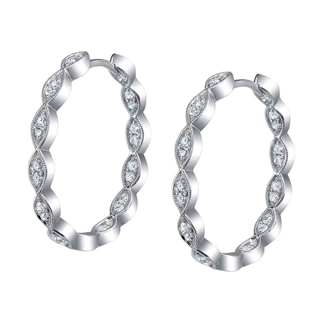 Classic Diamond Hoop Earrings Mid-Size – Bella's Fine Jewelers