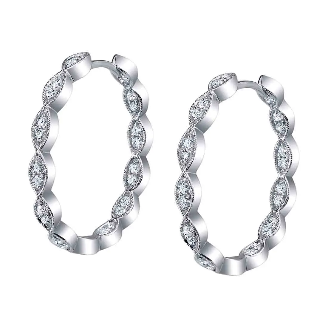 Vintage diamond hoop top earrings