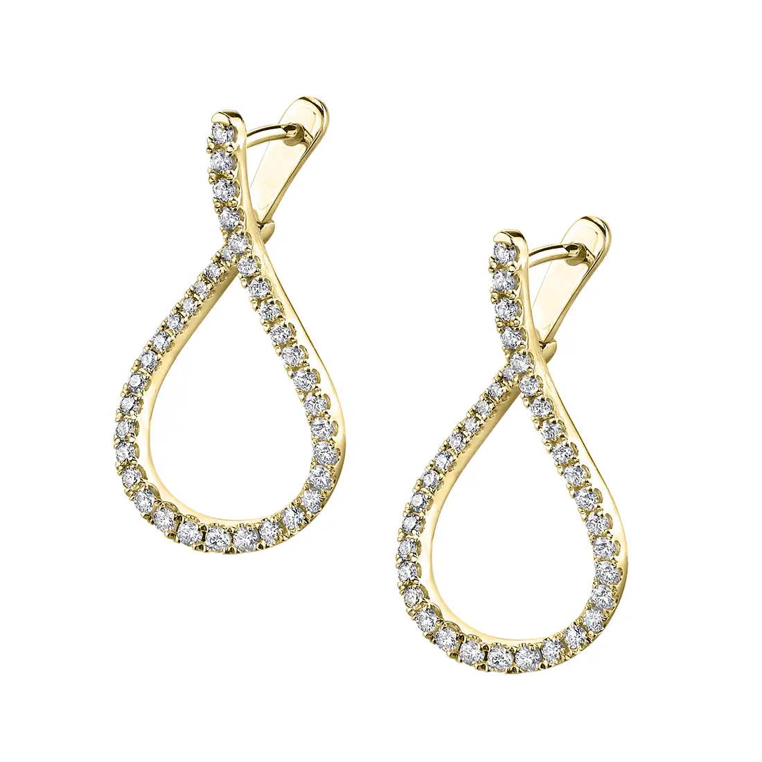 Unique Diamond Hoop Earrings - ER629-0100 in Yellow Gold