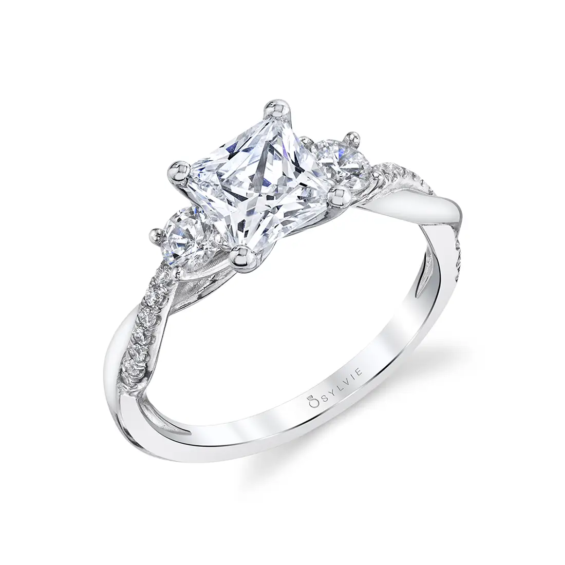 Trio princess cut engagement rings sale
